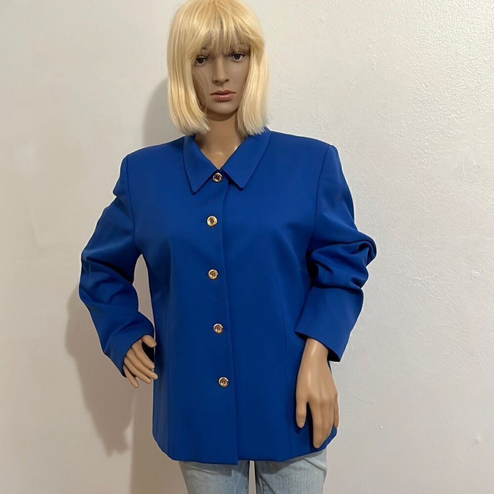 Vintage Pendleton Royal Blue 100% Virgin Wool Button Front Blazer Jacket. 14